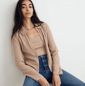 Madewell Crinkle Slim Button-Up Shirt in Plaid Sz  00 NWT